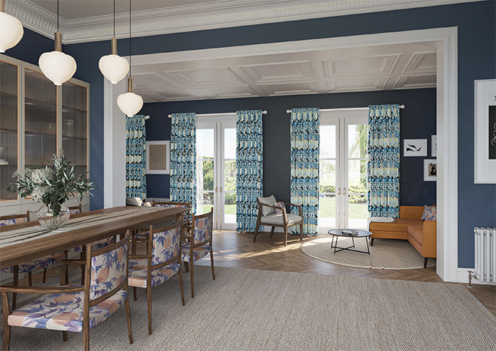 Faded Glamour, China Blue Black - Made To Measure Curtains - Image 8